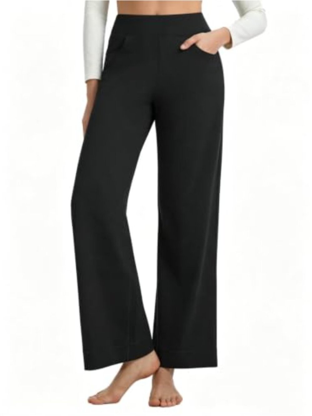 Wide Leg Yoga Pants with Pockets High Waist Drawstring Activewear